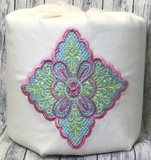 Floral Pattern Embroidered Decorative Toilet Paper Wrap - Bathroom Decor