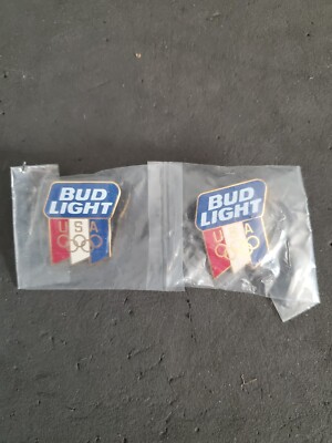 Lot (2) Bud Light USA Olympic Team Lapel Pinbacks NIB