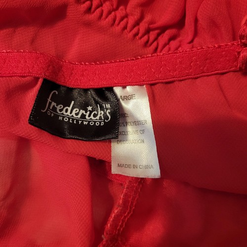 Frederick's Of Hollywood Babydoll Nightie Size Large Red Bow Sheer - Picture 4 of 4