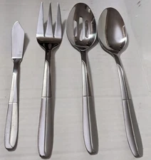 Cambridge Asher Sand 4 PC Serving Hostess Set Fork Spoon Slotted Butter Flatware