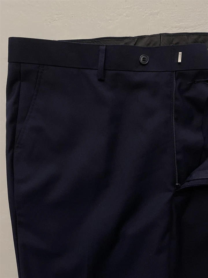 Pantalones de vestir informales Lorenzo Bruno 39 x 32 azul sarga frente plano nuevos con etiquetas Foto 3 de 4