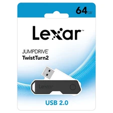 Lexar 64GB Jumpdrive TwistTurn2 USB FLASH DRIVE MEMORY STICK PEN THUMB STORAGE