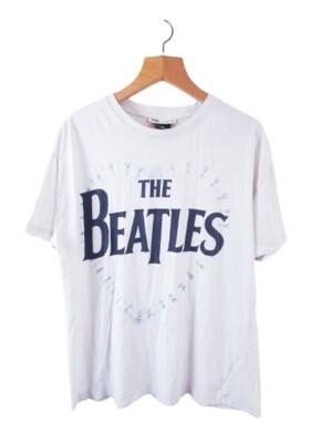 The Beatles Pull & Bear Herren Weiß Basic Tunika T-Shirt Oberteil Größe Large L 