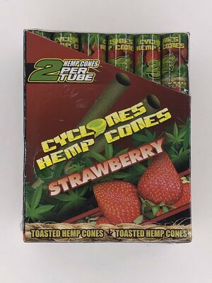 FREE GIFT Cyclones 48 Strawberry High Quality Toasted Hemp  Cones 24 Tubes