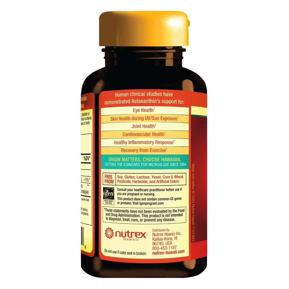 NUEVO BioAstin Astaxantina Hawaiana 12 mg., 2 x 120 Geles Blandos Exp 2027 Foto 2 de 4