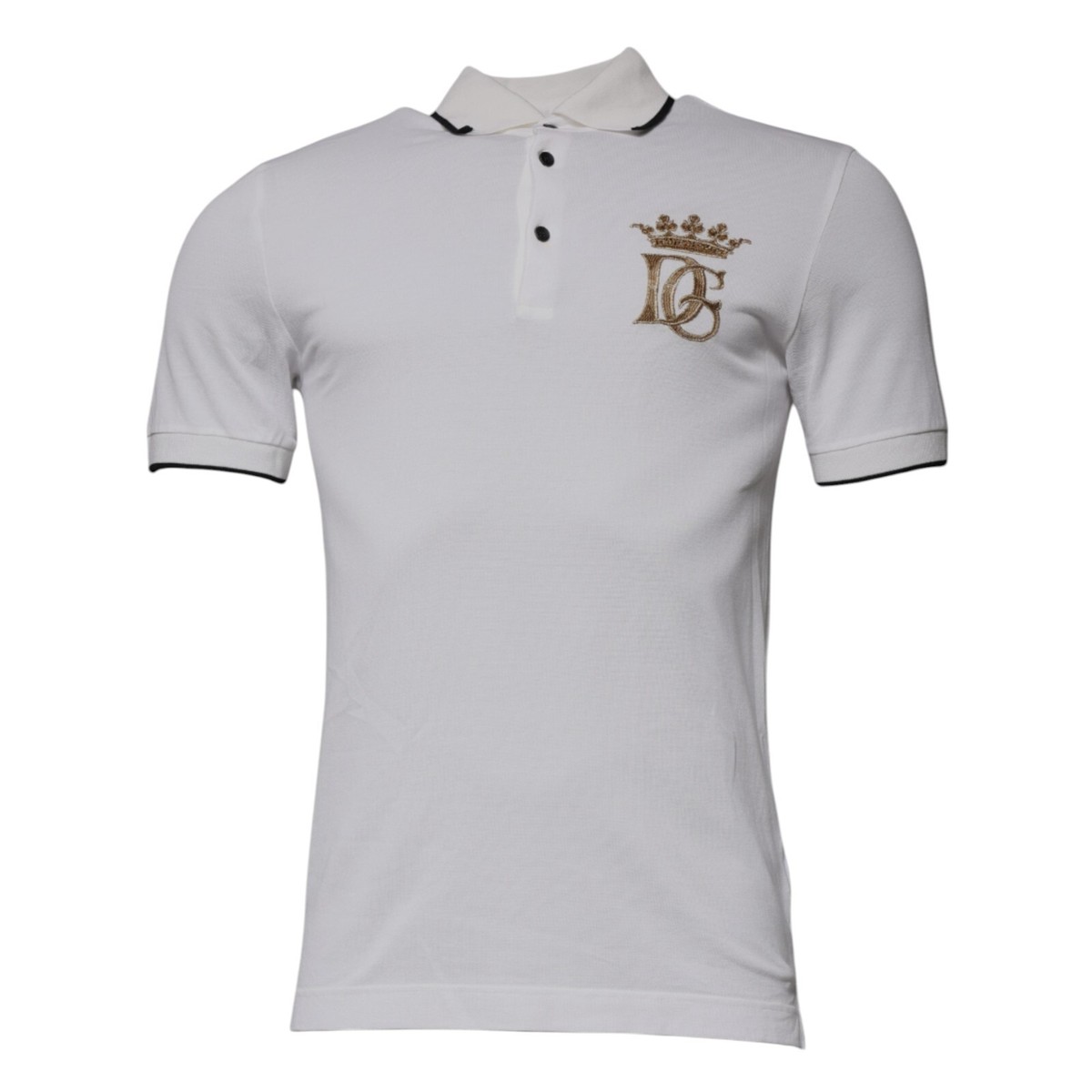 Dolce & Gabbana クラウン柄 ポロシャツ DOLCE & GABBANA T-shirt Off White Crown Cotton Collared Polo