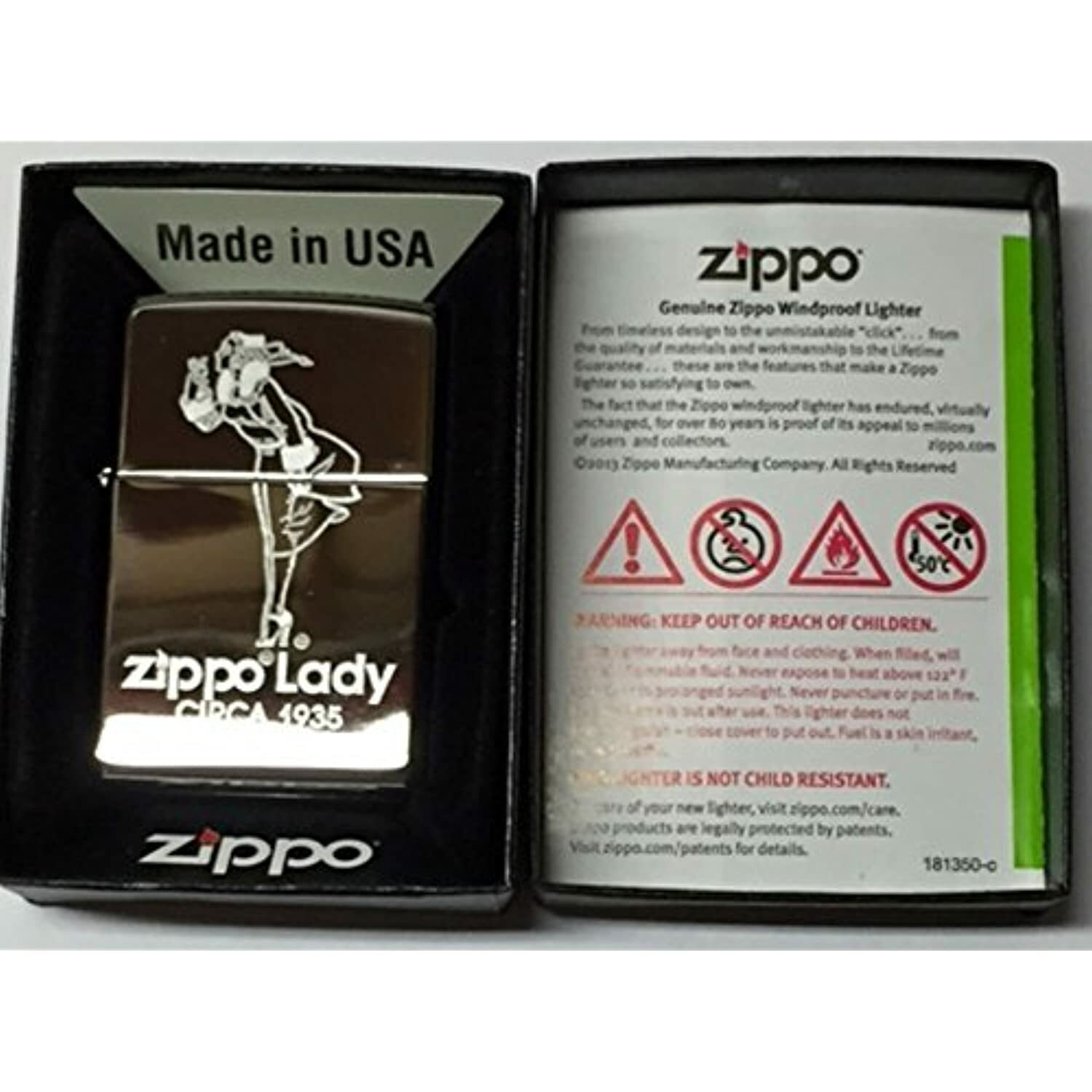 Zippo Lady Luster Etch High Polish Chrome Pocket Lighter