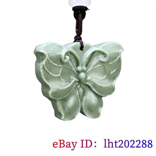 Collar Colgante Mariposa Jade Real Natural Regalo de Lujo Tallado Joyería De Colección - Imagen 3 de 11