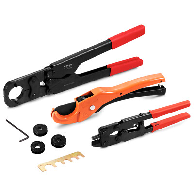 VEVOR PEX Crimping Tool for 3/8'', 1/2'', 3/4'' Copper Crimp Rings with 3 Jaw Die