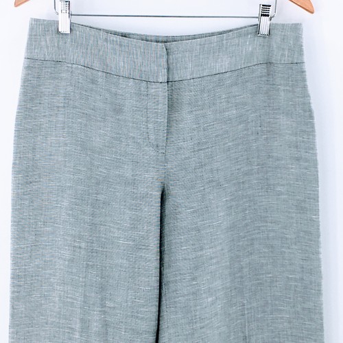 Max Mara Wide Leg Pants Grey Linen Blend Tweed Lightweight Trousers Sz 12 - Picture 2 of 12