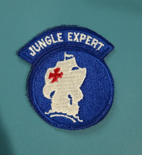 WW-2, Jungle Expert-PANAMA Caribbean Defense Command-Cut Edge-Snow back Patch*