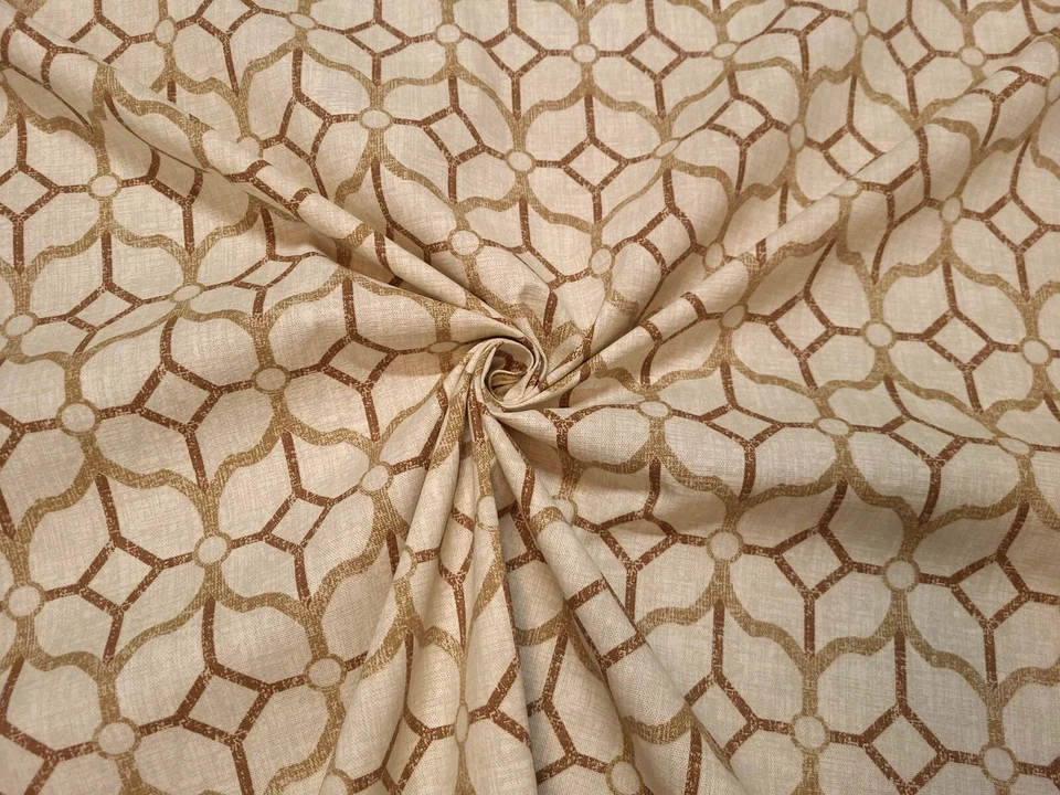 Covington ROCKAWAY CHESTNUT Beige Brown Designer Diamond Drapery Uph Fabric - Image 4 of 4