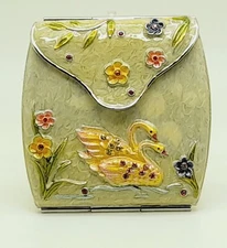 Elegant decorative dual Compact Purse Pocket Makeup Mirror ornaments ivory cream