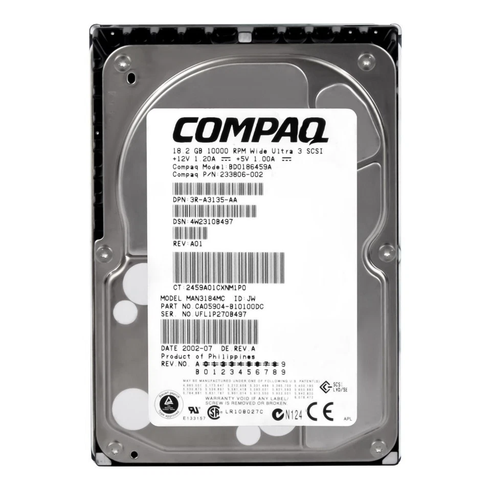 Disque Compaq BD0186459A 233806-002 18GB 10000U/Min 8MB SCSI U160 3.5'' Pouces - Image 2 of 3