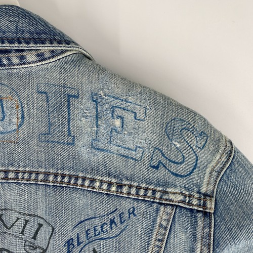 NEW Polo Ralph Lauren Graffiti Print Patch Jean Jacket Distressed Denim Rowdie M - Picture 8 of 12