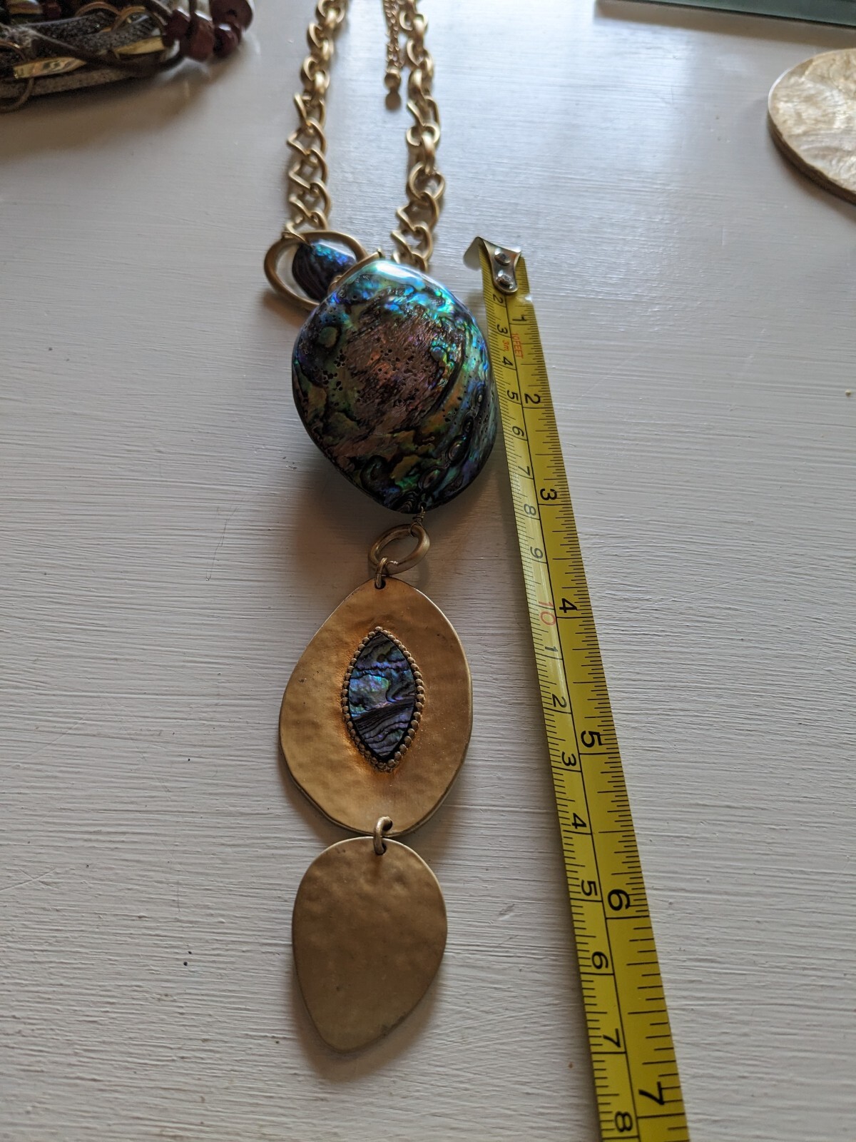 Chico's Abalone Shell Gold Tone Statement Necklac… - image 4