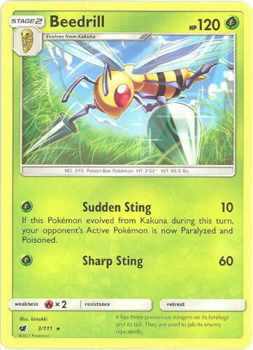 Beedrill 3/111 Crimson Invasion Rare Near Mint Pokemon DNA GAMES