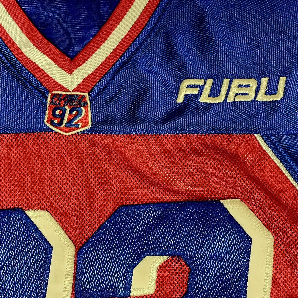Vtg 90's FUBU All Stars 92 Shiny Blue Red Jersey HiP HoP