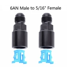 2X 5/16 to 6AN EFI Fuel Rail Line Fitting Adapter Quick Disconnect Push Hardline