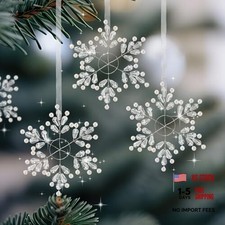 12 Pcs Crystal Christmas Snowflake Hanging Ornaments, 4.7 Inch Clear Winter