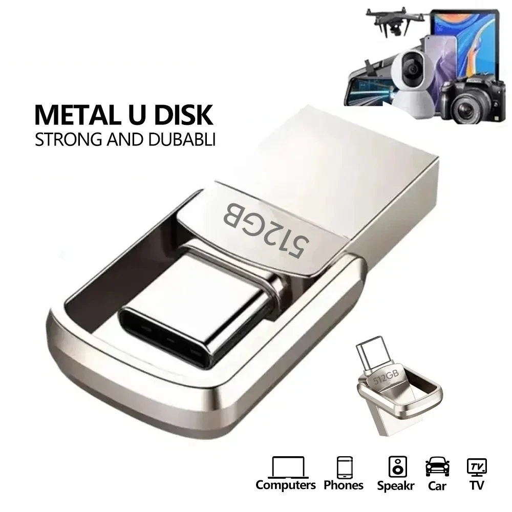 2TB USB 3.2 Flash Drive Type C Metal U Disk High Speed Memory Stick Data Storage