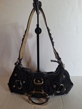 Guess Black Monogram Satchel Bag Faux Ostrich...