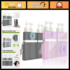 4-in-1 Travel Toiletry Set, TSA Approved Refillable Bottles with Suction Cup - P