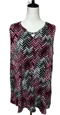 Catherines Top 0X-14/16 Pink Chevron Crisscross Timeless Tunic Tank Flowy Beachy