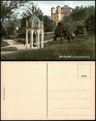 Postcard Mariánské Lázně lot at the Ambrose Fountain 1910