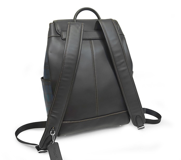 unused Coach Backpack Bag Drawstring Checkered Le… - image 2