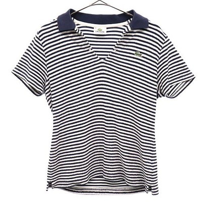 Lacoste Japan Made Navy Border Polo Shirt L Short Sleeve