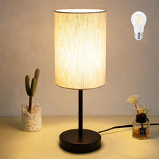 Small Table Lamp, Bedside Table Lamp for Bedroom, Lamp for Nightstand with Linen