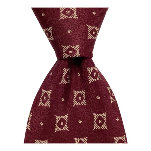 GIORGIO ARMANI Cravatte Mens Silk Necktie ITALY Designer Geometric Burgundy EUC