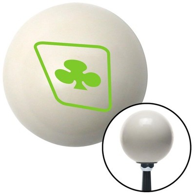 Green Clubs on a Card Ivory Shift Knob w/ M16x1.5 Insert Shifter Auto Manual