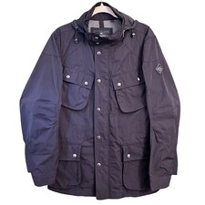 Hackett London Uomo Navy Velo-Speed Field Jacket Cappuccio 4 Tasche Foderato Frontale