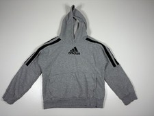 Adidas Hoodie Boys Youth No Size Tag Gray Pullover Athletic Streetwear Warm