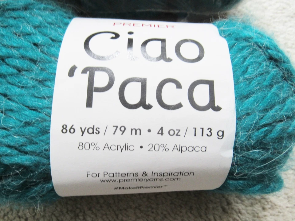 Nuevo 9 madejas hilo Premier "Ciao Paca" 80% acrílico 20% turquesa alpaca Foto 2 de 4