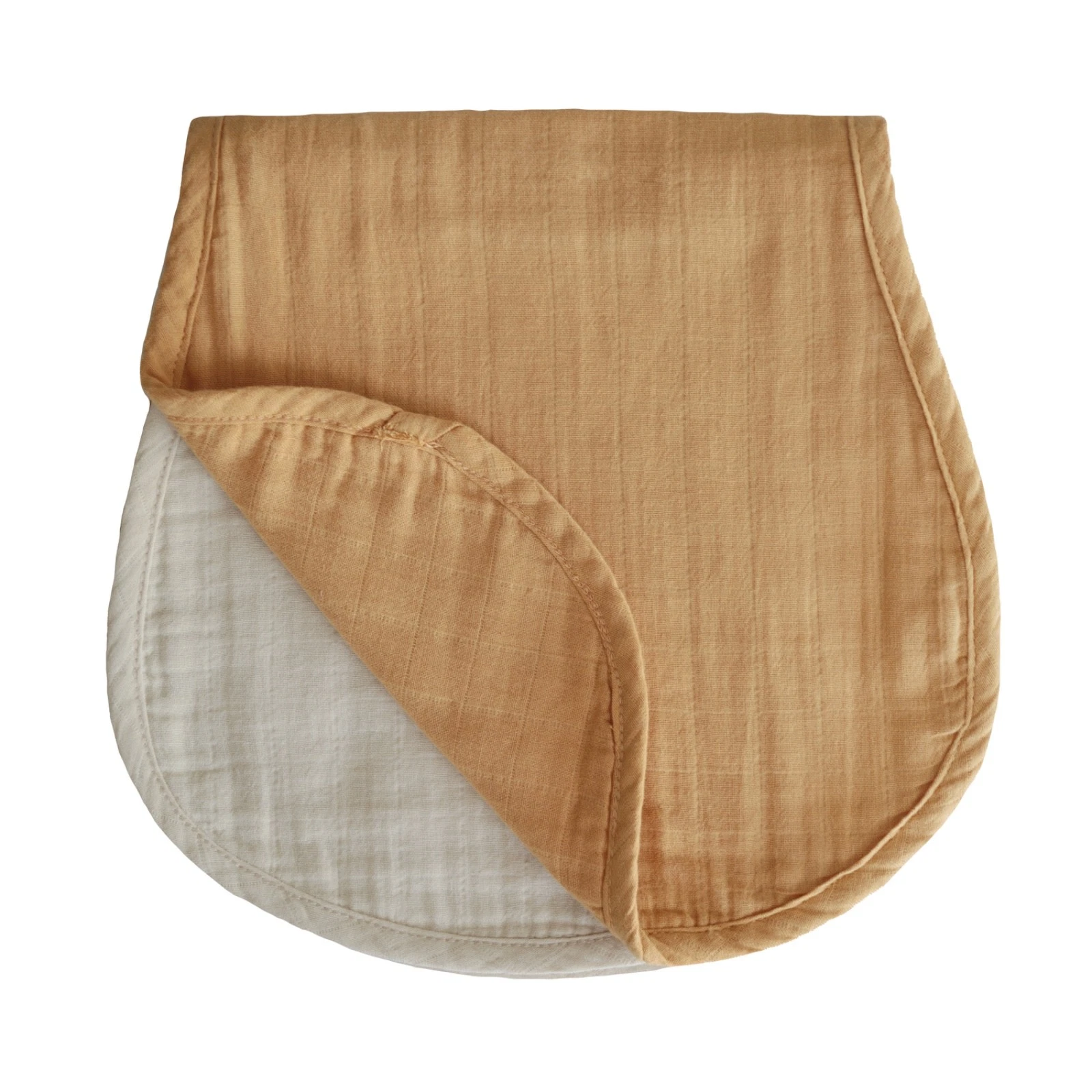 NWT Mushie Burp Cloth Set of 2 Mustard/Fog Organic Cotton Muslin 2 Pack