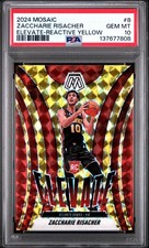 2024-25 Mosaic Zaccharie Risacher Elevate Reactive Yellow /99 #8 PSA 10 Gem