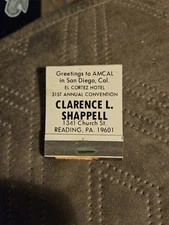 Clarence L. Shappell Matchbook