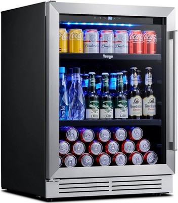 Yeego 24 Inch Beverage Refrigerator 180 Cans Fridge Left-Hinge Home&Office