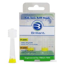 Brilliant Kids Sonic Toothbrush Characters Refill Head Microfiber 2 Count Orange