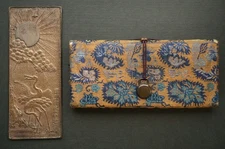 Japanese ladies' mirror Kagami made of copper in pouch Meiji Original 0427B1G