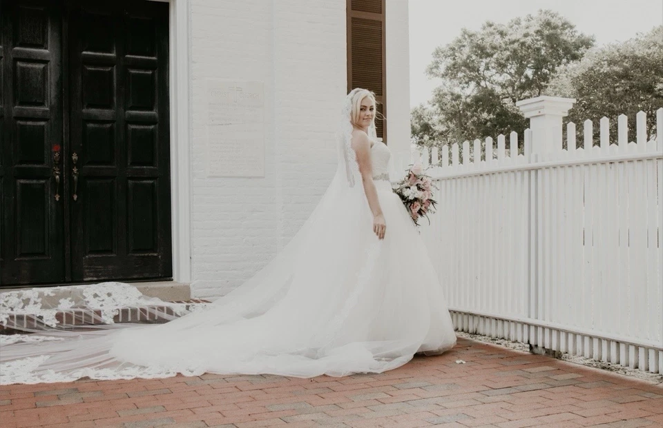 Vera Wang белый свадебное платье слоновой кости бальное платье размер 8 без бретелек полная длина платье - Изображение 4 из 4