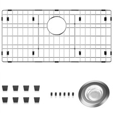 Sink Bottom Grid, Stainless Steel Sink Protector 28.4"L X 14.2"W Rear Drain H...