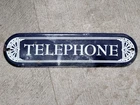 Antique Vintage Weathered Metal Porcelain Telephone Sign