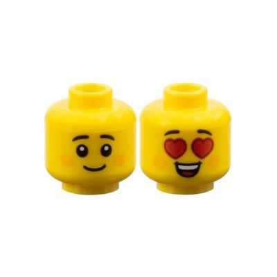LEGO - Minifig, Head Circles on Cheeks, Grin / Red Heart Eyes & Open Mouth Smile