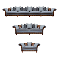 Chesterfield Grau Sofagarnitur 3Tlg Moderne Couchen LuxuriöSe Wohnzimmer