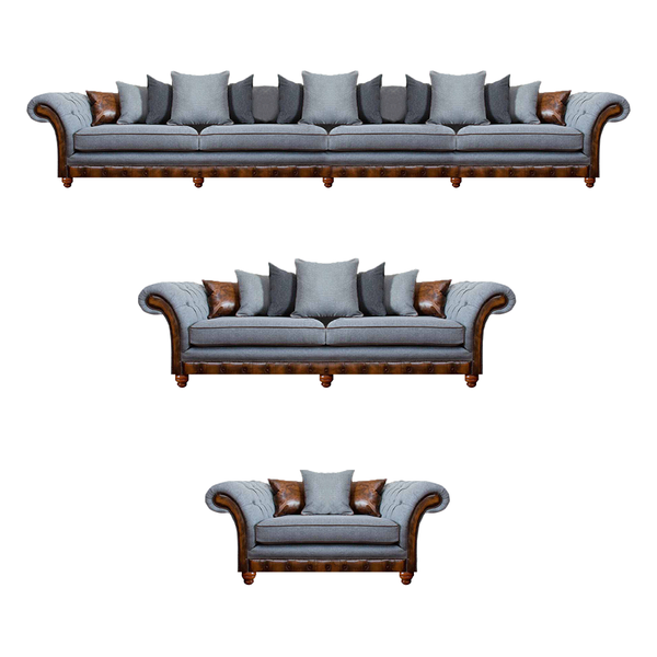 Chesterfield Grau Sofagarnitur 3Tlg Moderne Couchen LuxuriöSe Wohnzimmer-image