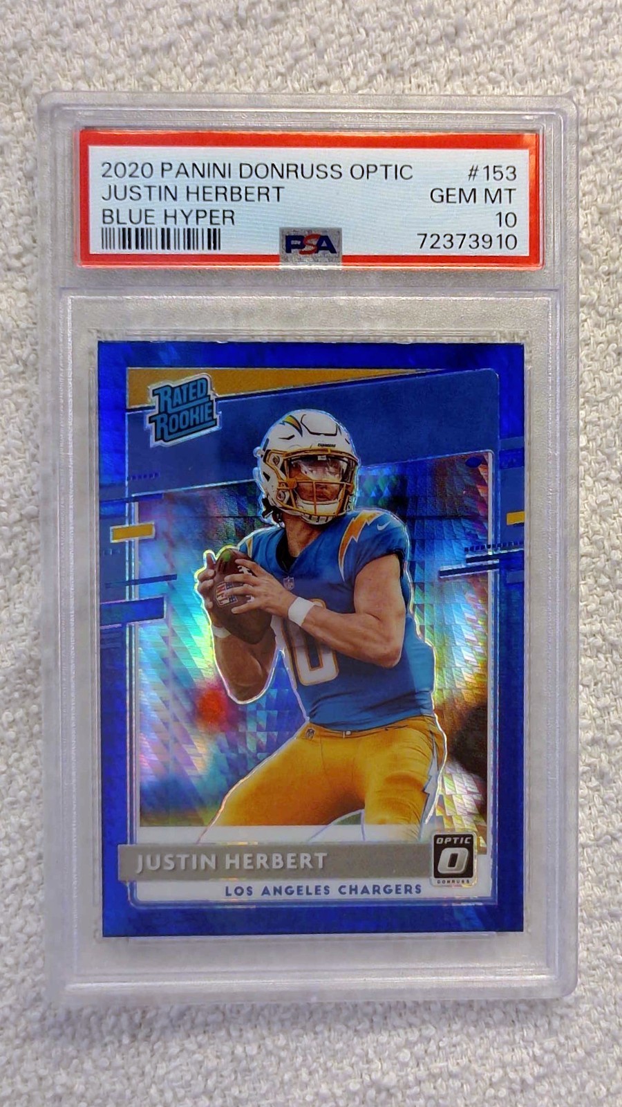 2020 Donruss Optic Justin Herbert Rookie Blue Hyper PSA 10 #153 Chargers